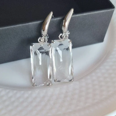 Серьги посеребрение, камень крупный прозрачный, 201521, арт. 411.562 411.562