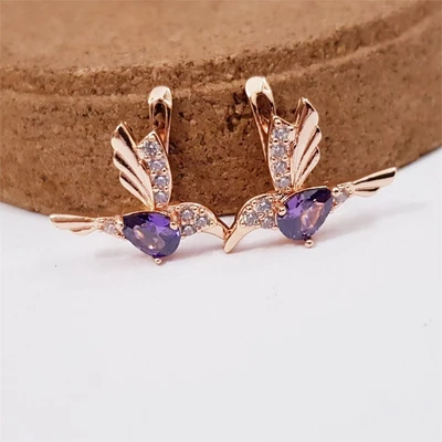 Серьги коллекция "Дубай", Птицы, покрытие позолота,  А8123, арт.747.253 747.253