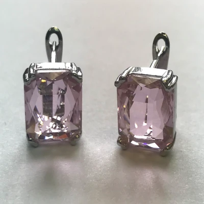 Серьги, покрытие родий, розовый камень, арт.032.116 032.116-019511розовый