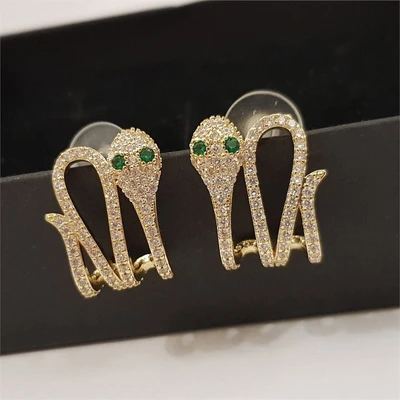 Серьги "Эксклюзив" с цирконом, золотой цвет, 15006, арт.606.119 606.119