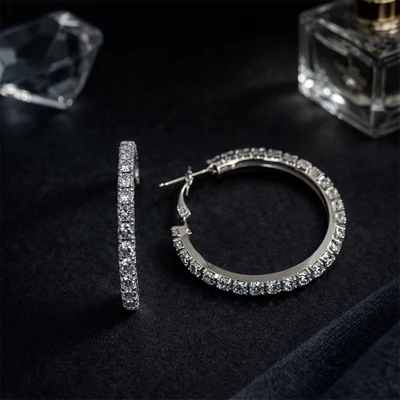 Серьги бижутерия кольца блестящие с камнями, арт.007.296 007.296