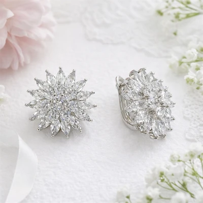 Серьги бижутерия цветы блестящие с камнями, арт.007.297 007.297