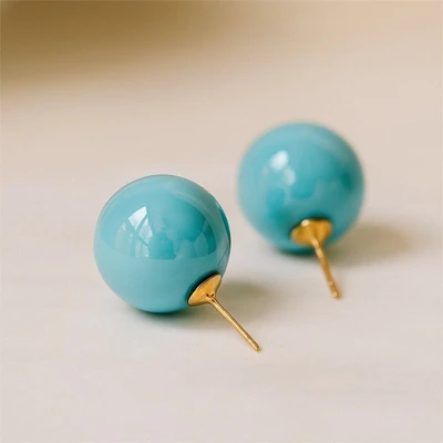 Серьги гвоздики крупные, цвет голубой, арт. 005.029 005.029