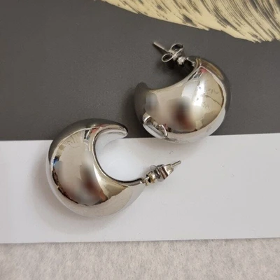 Серьги круглые бублики, цвет серебристый, 05025, арт.001.509 001.509