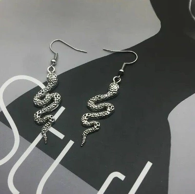 Серьги из стали змея, цвет серебристый, арт.018.551 018.551