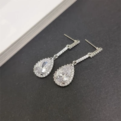 Серьги "Exclusive" цвет серебристый, с цирконием, арт. 706.802 706.802