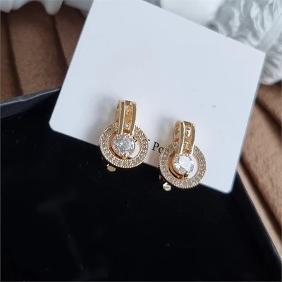 Клипсы с сияющими камнями, покрытие под золото, арт.606.821 606.821