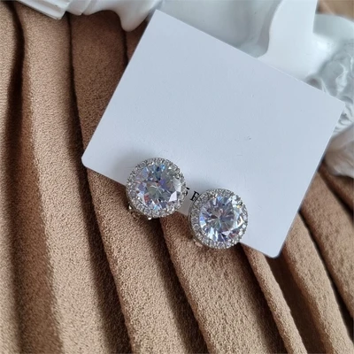 Клипсы с сияющими камнями, покрытие под серебро, арт.606.795 606.795