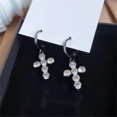 Серьги "Крестики", цвет серебро, 371010, арт. 606.877 606.877