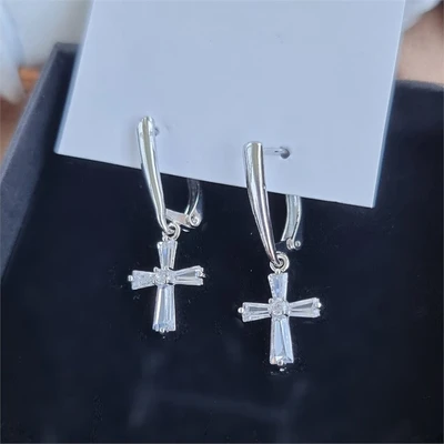 Серьги "Крестики", цвет серебро, 371010, арт. 606.873 606.873