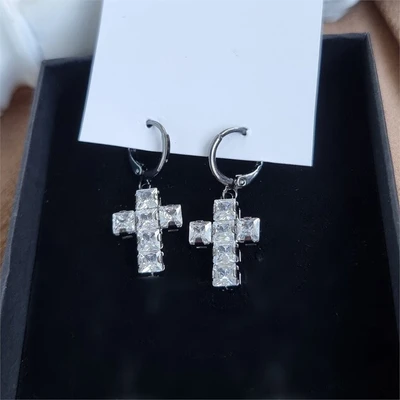 Серьги "Крестики", цвет серебро, 371010, арт. 606.866 606.866