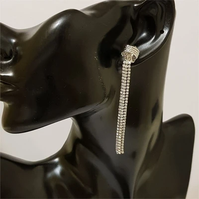 Серьги со стразами, длинные, серебряный цвет, 60134, арт.411.354 411.354