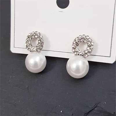 Серьги "Жемчужные" со стразами, серебряный цвет, 27603, арт.506.865 506.865
