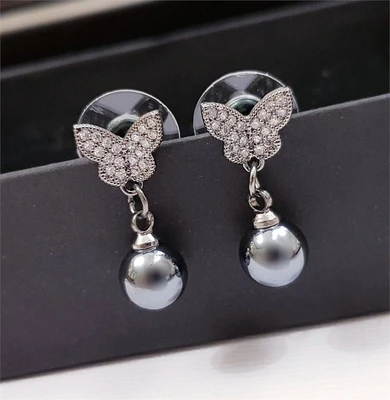 Серьги Дольче с жемчугом, цвет тёмно-серый, 1050, арт.506.732 506.732