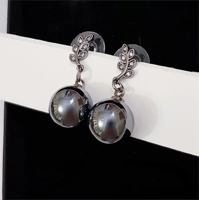 Серьги Дольче с жемчугом, цвет тёмно-серый, 1050, арт.506.719 506.719