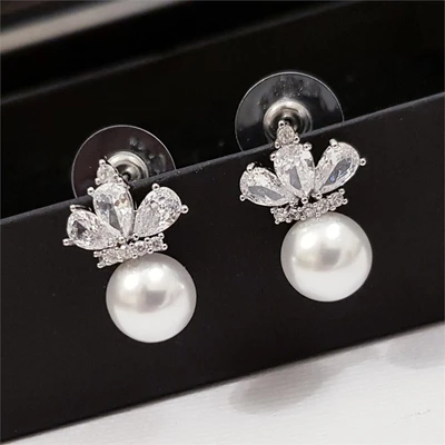 Серьги Дольче с жемчугом, цвет серый, 1050, арт.506.702 506.702