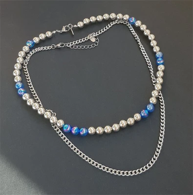 Эксклюзивное короткое колье состоящее из цепи и бус, арт.49.0406 49.0406