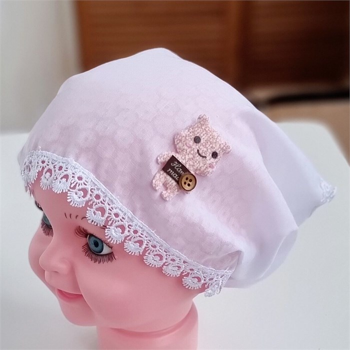 Детская косынка-бандана на резинке, хлопок, белая, арт.028.023 028.023