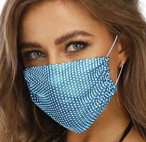 Маска многоразовая защитная сетка- Стразы голубая, арт. 406.036 406.036