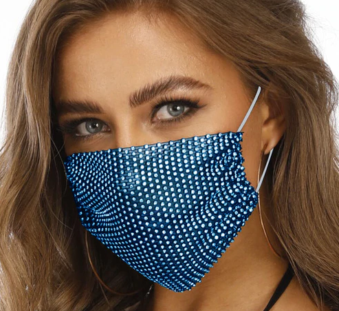 Маска многоразовая защитная сетка- Стразы синяя, арт. 406.035 406.035