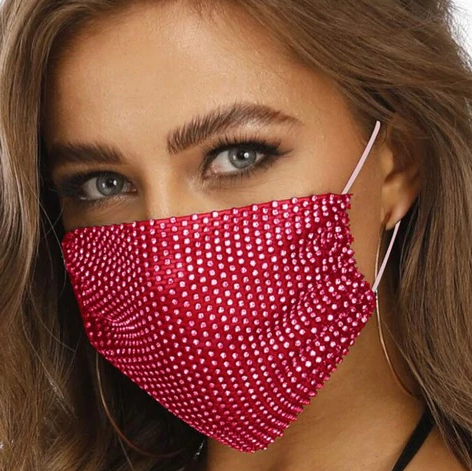 Маска многоразовая защитная сетка- Стразы розовая, арт. 406.034 406.034