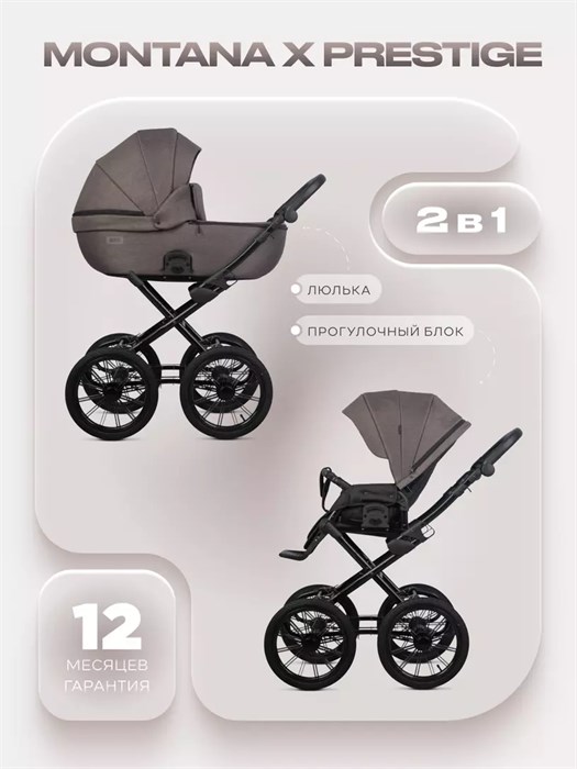 Коляска 2 в 1 Riko Basic Montana X Prestige 01 коричневый 5907729455751