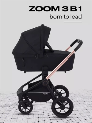 Коляска 3 в 1 Mowbaby Zoom Gold 2025 black 4670078666185