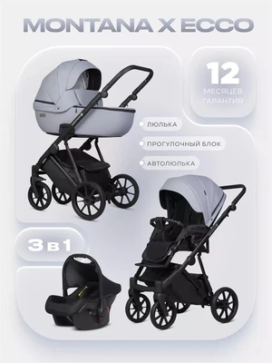 Коляска 3 в 1 Riko Basic Montana X Ecco 23 Grey 5907729455553