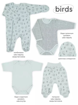Комплект для новорожденного Mowbaby Birds (5 предметов) blue арт. 5-82 4670078640659