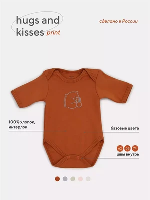Боди Rant Hugs and kisses Print Friends brown с коротким рукавом 6274 4670078632524