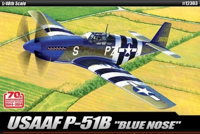 12303  авиация  USAAF P-51B Mustang "Anniv. 70 Normandy invasion 1944" (1:48) 8809258927884