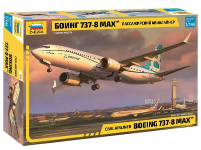 7026  авиация  "Боинг 737-8 MAX"  Пассажирский авиалайнер  (1:144) 4600327070265