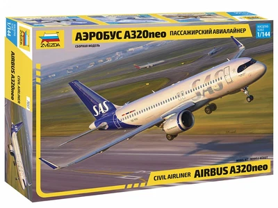 7037  авиация  Пассажирский авиалайнер Аэробус А320neo  (1:144) 4600327070371