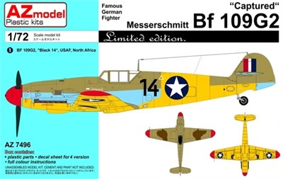 AZ7496  авиация  Messerschmitt Bf 109G2 "Captured" (Limited Edition)  (1:72) 4589913184848