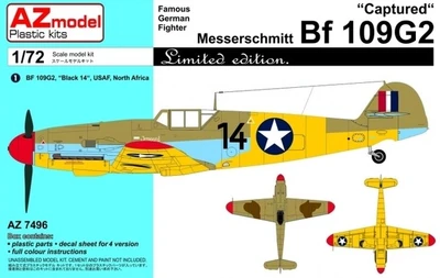 AZ7496  авиация  Messerschmitt Bf 109G2 "Captured" (Limited Edition)  (1:72) 4589913184848