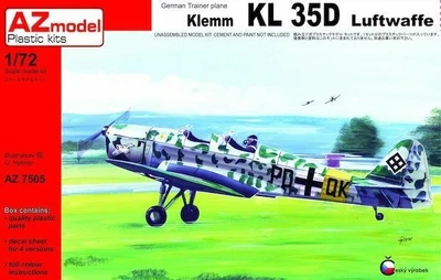 AZ7505  авиация  German Trainer plane Klemm KL 35D  (1:72) 4589913196483