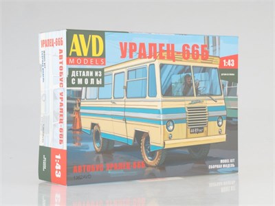 1362AVD  автомобили и мотоциклы  Автобус Уралец-66Б  (1:43) 4610045013628