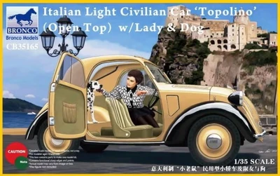 CB35165  автомобили и мотоциклы  Italian Light Civilian Car Topolino (open top) w/Lady & dog  (1:35) 4544032703165