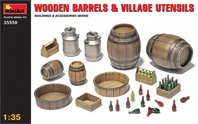 35550  наборы для диорам  WOODEN BARRELS & VILLAGE UTENSILS (1:35) 4820041102008