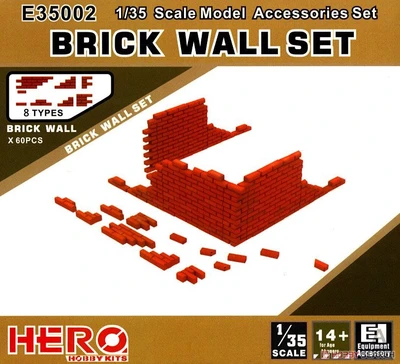 E35002  наборы для диорам  Brick Wall Set (60pcs)  (1:35) 4710205350027