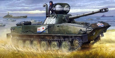 00381  техника и вооружение  Russian PT-76B Amphibious Tank  (1:35) 9580208003818