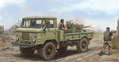 01017  техника и вооружение  Russian Г@З-66 Light Truck with ZU-23-2  (1:35) 9580208010175