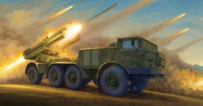 01026  техника и вооружение  Russian Self-Propelled Multiple Rocket Launcher BM-27 Uragan  (1:35) 9580208010267