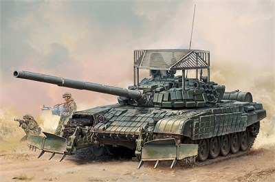 09609  техника и вооружение  Russian Танк-72B1 with KMT-6 & Grating Armour  (1:35) 9580208096094
