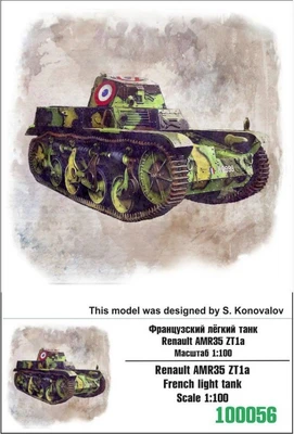 100056  техника и вооружение  Renault AMR35 ZT1a French light tank  (1:100) 2000000218014