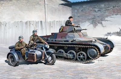 13556  техника и вооружение  German Panzer I Ausf.B & Motorcycle Zündapp KS750 w/sidecar  (1:35) 8809845381785
