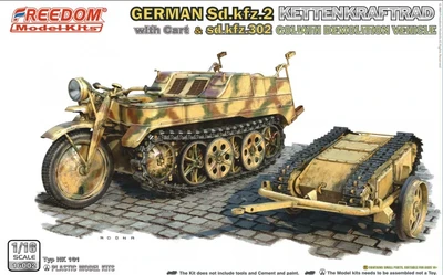 16002  техника и вооружение  German Sd.Kfz.2 Kettenkraftrad with Cart & Sdkfz 302 Goliath  (1:16) 4711511160027