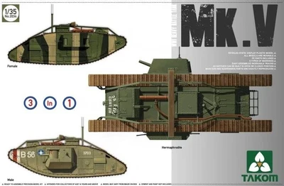 2034  техника и вооружение  WWI Heavy Battle Tank Mk V [3 in 1] Male, Hermaphrodite, Female  (1:35) 4897051420316