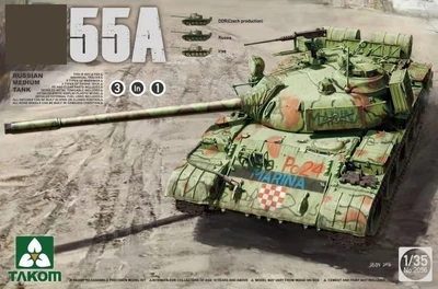 2056  техника и вооружение  Russian Medium Танк-55A 3 in 1  (1:35) 4897051420699