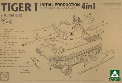 2197  техника и вооружение  Tiger I Начальная серия 4 в 1 s.Pz.Abt.502  (1:35) 2000002218111